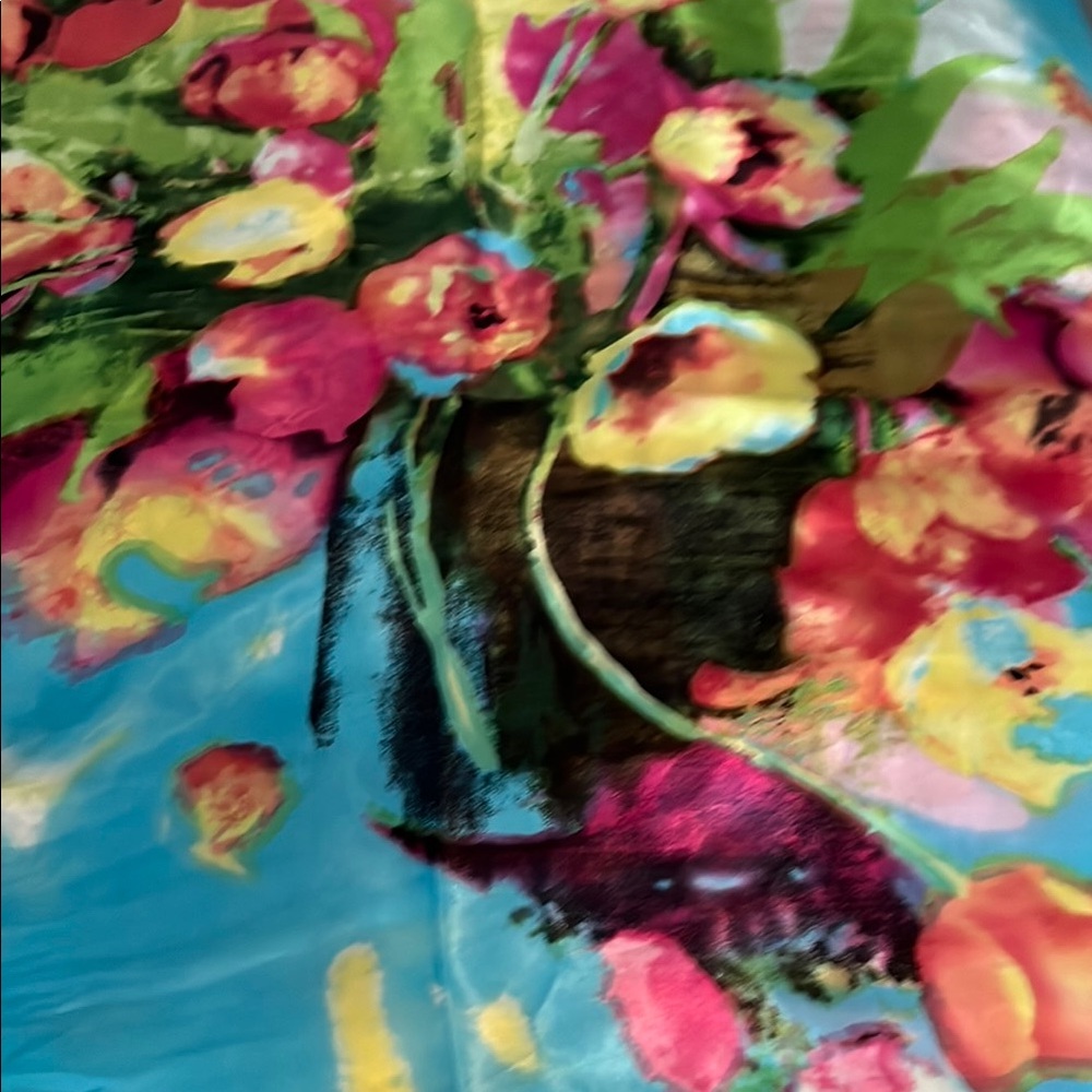 Mosi 100% silk Vibrant Floral Print Fabric 35x35